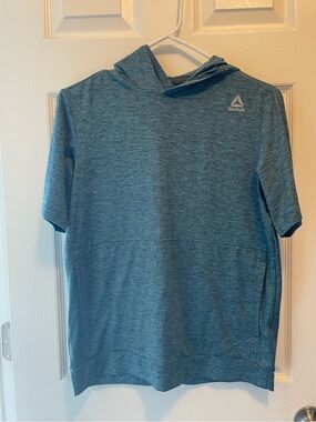 Reebok Short-Sleeve Hooded Performance Shirt in Teal Blue